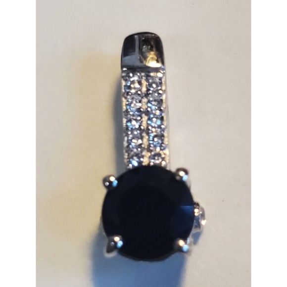 Sterling Silver 6Mm Rd Sapphire & Zircon Pendant - Picture 5 of 5